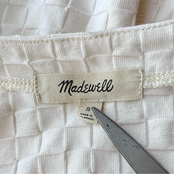 Madewell Checkerboard Jacquard Cream Textured Button-Up Blouse - Picture 13 of 15